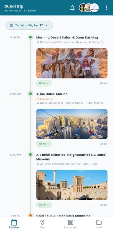 Wandr timeline screen